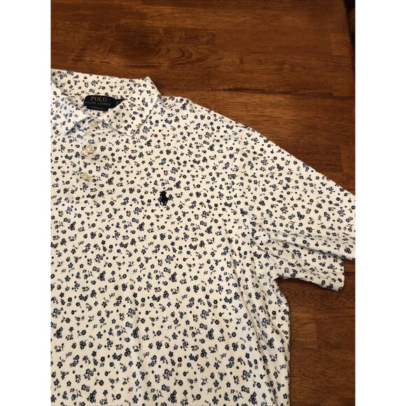Polo Ralph Lauren Men's Classic Fit Floral Shirt Size XL Blue White Preppy Pony - Picture 2 of 11